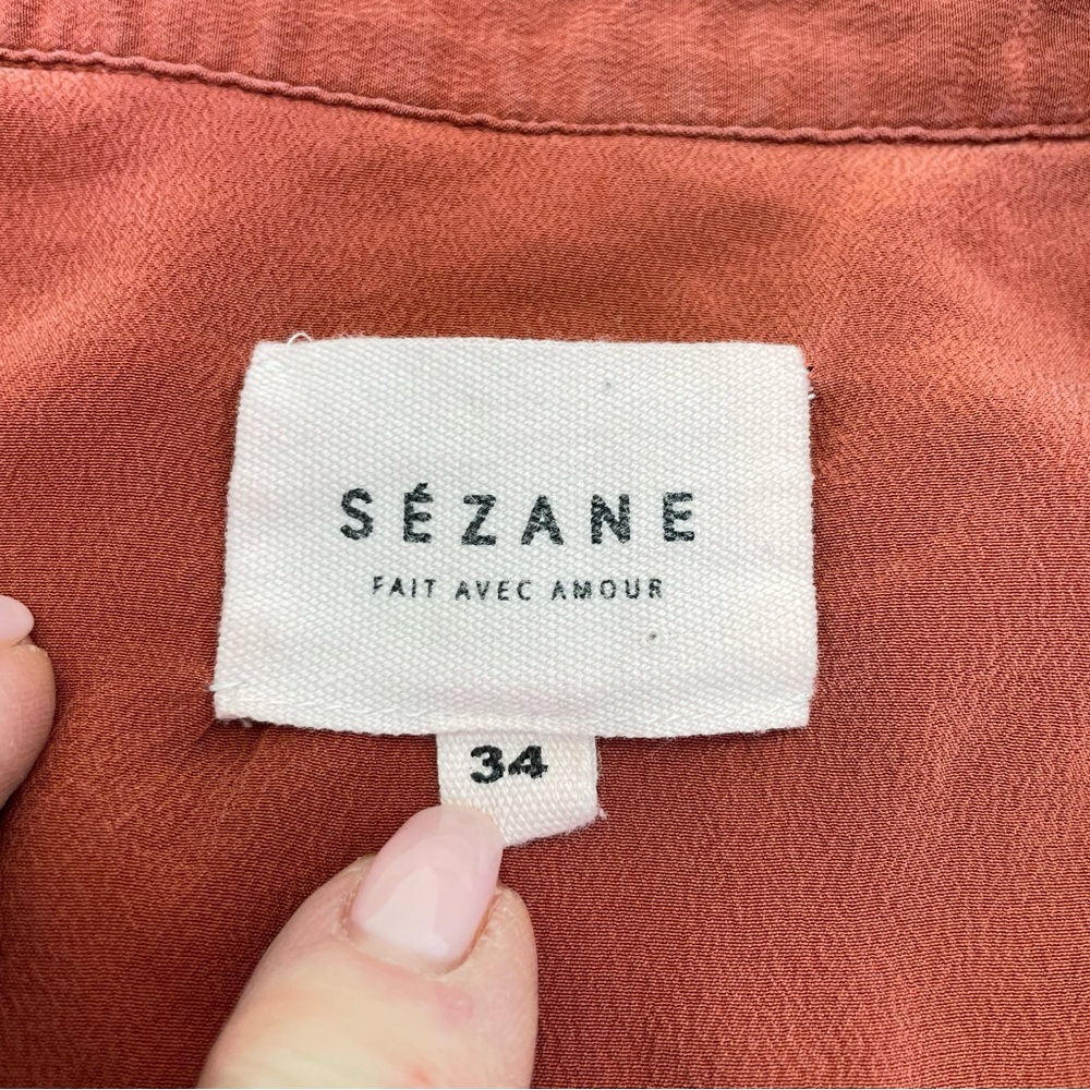 Sézane Silk Shirt Dress 34 Rust/Orange - Picture 7 of 15